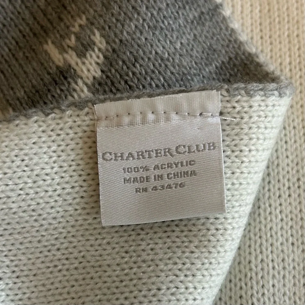 Charter Club Embellished Reversible‎ Scarf in Grey & White Women’s One Size